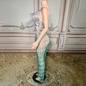 Novance Y4998カスタム服のメーカー見通すイブニングドレスエレガントなウェディングビーズクリスタルプロムガウン発光 - Product Image 3