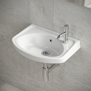 Lavabo mural rectangulaire en céramique blanc brillant, design moderne, pour projets hôteliers et commerciaux, vente en gros - Product Image 4