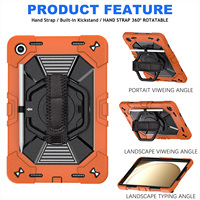 Étui de protection intégral pour tablette Orange avec protection à 360° °   Sangle de maintien rotative et confortable pour Samsung Tab A9+/ Galaxy Tab A11+ 11 pouces