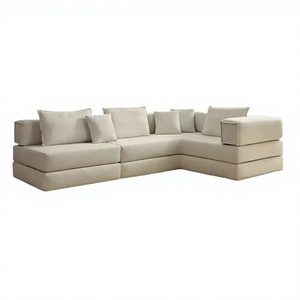 Stylish Rectangle Fabric <b>Sleeper</b> <b>Sofa</b> Set Modular Convertible Sectional Living Room Sponge Filling Modern Design - Product Image 3