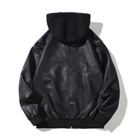Veste à capuche rétro pour homme, en softshell, fermeture éclair intégrale, coupe-vent, finition PU, ourlet côtelé personnalisé, cordon de serrage sur le devant, style streetwear