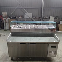 Table de préparation à pizza professionnelle en acier inoxydable, comptoir réfrigéré en marbre pour pizzas, vitrine réfrigérée à refroidissement par air