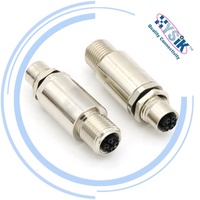 Conector de Ensamblaje Industrial IP67 A/D/X-Coded M12 Recto de 4, 5 y 8 Pines, Enchufe Impermeable para Sistema Eléctrico