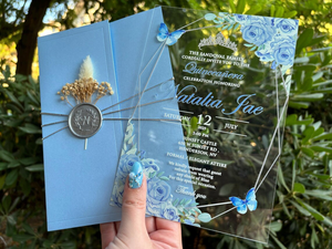 Invitaciones de Boda Acrílicas Personalizadas al por Mayor, Invitaciones Transparentes para Quinceañera, Tarjetas de Invitación con Sobres, Sancho - Product Image 1