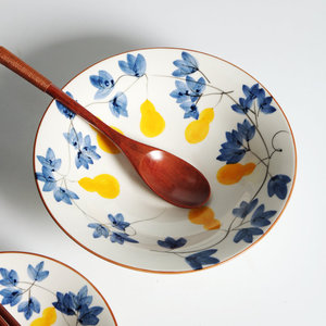 ชามเซรามิกทำมือลายมะระเคลือบเงา สไตล์โอเรียนทอล สำหรับใช้ในบ้าน - Product Image 3