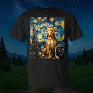 T-shirt Pitbull Dog Van Gogh Style Starry Night, design artistique animalier, taille adulte unisexe - Product Image 3