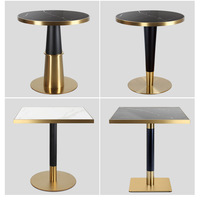 Table de salle à manger ronde en pierre de quartz, style luxe léger, minimaliste et moderne, avec finition dorée en acier inoxydable, pour hôtel, appartement, maison
