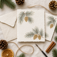 Carte de Noël personnalisée 5x7 pouces en carton avec impression aquarelle, motif gaufré à l'or, enveloppe incluse pour carte de vœux d'entreprise