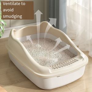 Caja de arena para gatos de plástico semicerrada de gran capacidad, fácil de limpiar, antisalpicaduras, control de olores con pala para arena para gatos, venta al por mayor - Product Image 2