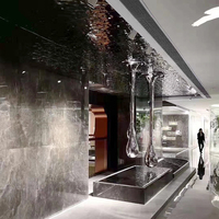 Design moderne 3D PVD SS 304/316 tôle d'acier inoxydable ondulation de l'eau miroir plafond décoratif en métal bâtiment appartement parc