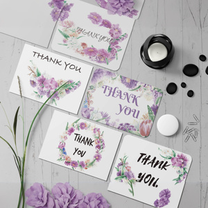 Conception <span class=keywords><strong>personnalisée</strong></span> en usine Fleur <span class=keywords><strong>personnalisée</strong></span> imprimée à la main Cadeau de boutique de mariage Cartes de remerciement avec enveloppes - Product Image 1
