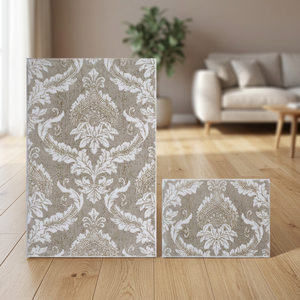 Ensemble de tapis de bain Chemay Ecru Beige Latte, jacquard floral de luxe, 2 pièces, rectangulaire, coton recyclé, absorbant l'eau, pour la maison et l'hôtel - Product Image 3