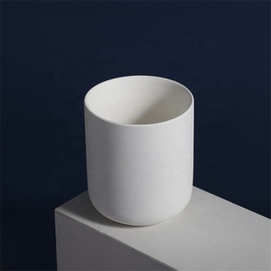 Pot de bougie <span class=keywords><strong>en</strong></span> céramique pour décoration de la maison, cylindre, logo personnalisé, mat, couleur unique, vide, noir mat - Product Image 4
