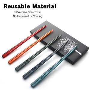 Palillos chinos reutilizables de fibra de vidrio de color rojo,azul y verde, juego de palillos para ramen y sushi personalizados - Product Image 2
