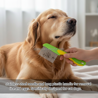 Grands stocks de peignes professionnels en acier inoxydable à poignée en plastique, à dents fines, design simple, écologiques, pour chats et chiens, usage en salon et à domicile
