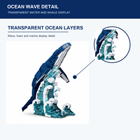 Ensemble de blocs de construction personnalisés Baleine bleue, modèle de vague océanique, jouet de construction DIY en ABS pour enfants de 8 ans et plus