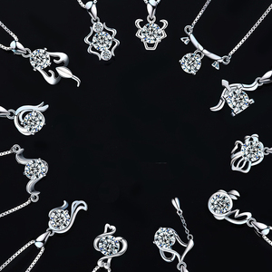 Ciondolo scintillante girocollo di pietre preziose all'ingrosso 1 carato D moissanite 925 argento <span class=keywords><strong>taurus</strong></span> segni zodiacali collana zodiacale - Product Image 2