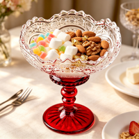 Bol à dessert en verre cristal sculpté de style européen vintage avec pied, coupe à glace, plateau à bonbons et fruits secs pour table basse