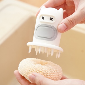 Sponge <b>Brush</b> with Soap Dispenser Refillable Pot <b>Brush</b> Efficient Cleaning Tool for Home Kitchen - Product Image 1