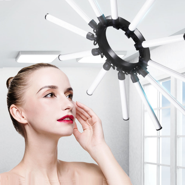 New Super Star Led Ring Light 90W Dimmable 6/12 Strips Portable Foldable Switch Control Photography Studio Makeup Artist