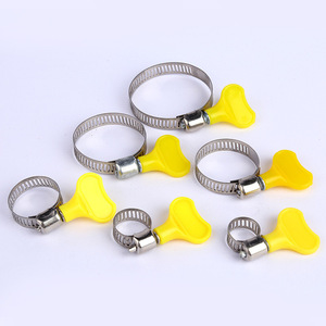 1 buah 8-38mm klip pipa baja tahan karat mengemudi cacing selang putar tangan gagang plastik kuning dapat disesuaikan untuk tabung - Product Image 1