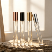 Flacons vaporisateurs de parfum en verre très demandés, 10 ml et 15 ml, flacons de voyage vides avec bouchons dorés, logo personnalisable