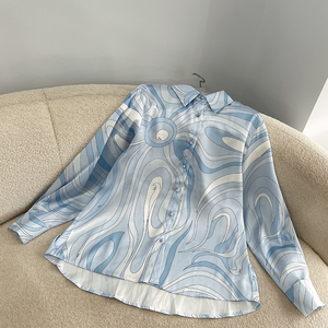 Ensemble décontracté 3 pièces pour <span class=keywords><strong>femme</strong></span> : chemise à manches longues, <span class=keywords><strong>pantalon</strong></span> large et bandeau, imprimé abstrait, style créateur - Product Image 2