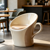 Chaise en plastique moderne personnalisée en forme de tasse à café, design créatif pour jardin, hôtel, aéroport, café, salon, décoration artistique