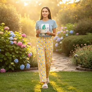 Nuevos estampados Mahjong, pantalones de pijama de seda de leche para mujer, precio al por mayor, cintura elástica con bolsillos laterales, pantalones para dormir. - Product Image 2