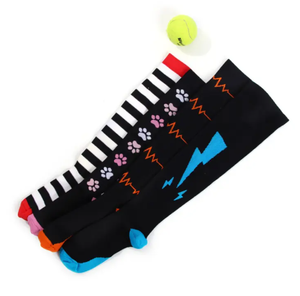 Chaussettes de compression imprimées dégradées pour femmes, hauteur genou, bas de soutien pour la course et le cyclisme, chaussettes athlétiques mignonnes et tendance - Product Image 5