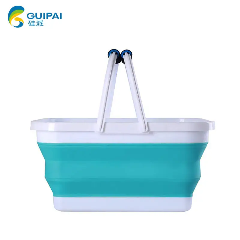 12L Portable Multifunctional Collapsing Basket bin Folding Storage Containers Foldable Pail Silicone Collapsible Bucket,