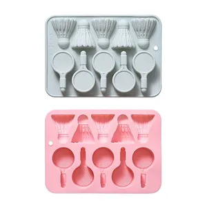 Moldes de Silicona para Pastel con Diseño de Bádminton, 10 Cavidades, Reutilizables, de Grado Alimenticio, Lindos Moldes Magnéticos de Silicona para Chocolate, Dulces y Hielo - Product Image 1