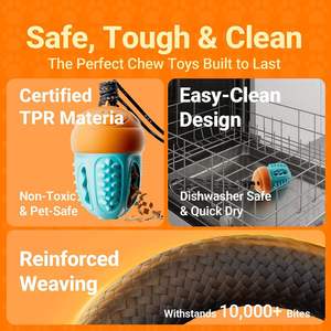 Juguete Masticable Resistente para Perros con Mordida Agresiva, Pelota Dispensadora de Comida, Juguete de Dentición para Cachorros - Product Image 5