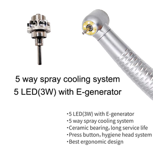 เครื่องมือขัดฟันไร้เงาความเร็วสูง พร้อมไฟ LED 5 ดวง ระบบพ่นน้ำในตัว แบริ่งเซรามิก แรงยึด 22N หัวขัดแบบ 2/4 รู - Product Image 4