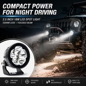 <span class=keywords><strong>Mini</strong></span> projecteur LED rond de 2,5 pouces 18W 12-32V <span class=keywords><strong>OSRAM</strong></span> P8 blanc ambre compact, projecteur auxiliaire pour moto, VTT, SUV - Product Image 3