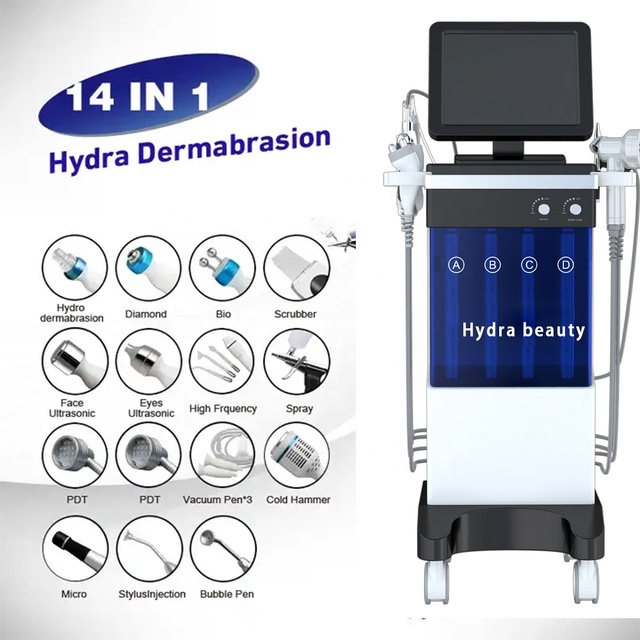 14 in 1 Hydra Beauty Facial Machine Hydra Aqua Peeling Facial Machine H2o2 Oxygen Jet Hydro Microdermabrasion Facial Machine