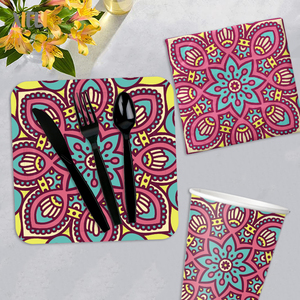 Xieli <span class=keywords><strong>Mandala</strong></span> psychédélique imprime tous les jours des assiettes en papier jetables ensemble de <span class=keywords><strong>vaisselle</strong></span> en papier - Product Image 2