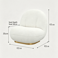 Fauteuil d'appoint de luxe moderne en tissu Sherpa au design élégant, pivotant et rotatif, pour salon, bureau à domicile
