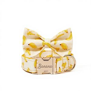 Conjunto de Lazo Personalizado de Terciopelo Sólido con Nombre Grabado, Collar Personalizado para Cachorro - Product Image 1