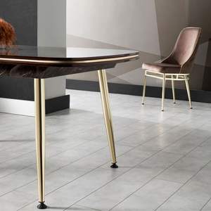 Table à manger ovale de luxe Rosse Marmaris, plateau en marbre, pieds en métal, design européen moderne, 6 personnes, stable, origine Turquie - Product Image 1