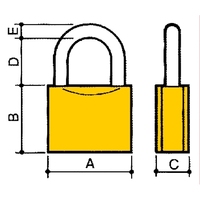 Cadenas Standard en Acier Inoxydable pour Ligne Marine 30mm, Fonction à Clé, Cylindre de Sécurité en Laiton 70mm, Taille Italie LUC0340 POTENT