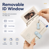 Porte-badge transparent argenté avec dragonne, étui promotionnel, anti-RFID, antivol, ouverture par bouton-pression magnétique