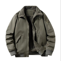 Blouson Bomber Homme Style Japonais Hiver Doublure Polaire Épaisse Rembourrage Tendance Marque Multi-Poches Col Montant Décontracté