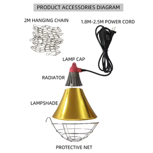 <span class=keywords><strong>Kit</strong></span> de Lampe Chauffante Agricole 250W en Gros avec Support et Abat-jour - Lumière Chauffante Complète Haute Puissance pour Éleveuse de Porcelets - Product Image 3