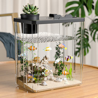 Petit aquarium de bureau, aménagement paysager miniature, aquarium écologique renforcé, aquarium de bureau pour poissons betta, aquarium pour poissons rouges, hydroponique