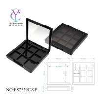 Emballage cosmétique carré en plastique ABS, logo personnalisé, transparent, 9 couleurs, étui pour fard à paupières, blush, conteneur compact vide pour poudre