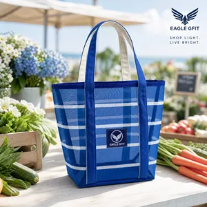 Bolsa de Malla de Nailon Reutilizable con Logotipo Personalizado al por Mayor para la Playa, Viajes, Compras, Regalo Promocional - Product Image 3