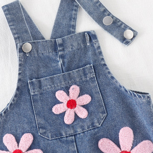 Ropa Infantil para <span class=keywords><strong>Niñas</strong></span>, Overoles de Mezclilla para <span class=keywords><strong>Niñas</strong></span>, Cuatro Estaciones, Bordado de Flores, <span class=keywords><strong>Pantalones</strong></span> <span class=keywords><strong>Anchos</strong></span> para Niños, Gran Venta - Product Image 4