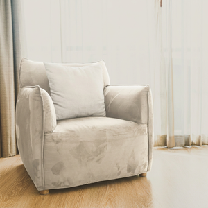 Fauteuil moderne en velours avec pieds en bois, dossier solide et rembourrage en éponge, chaise de salon contemporaine, mobilier de loisirs, siège d'appoint pour la maison - Product Image 3
