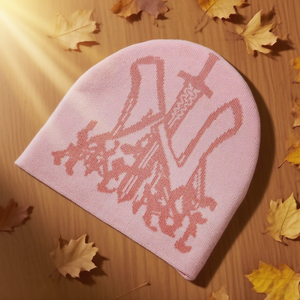 2025 nouveau gros personnalisable couleur unie clair tricoté épée Logo Y2K tendance Style doux acrylique matériel crâne bonnet casquettes - Product Image 5